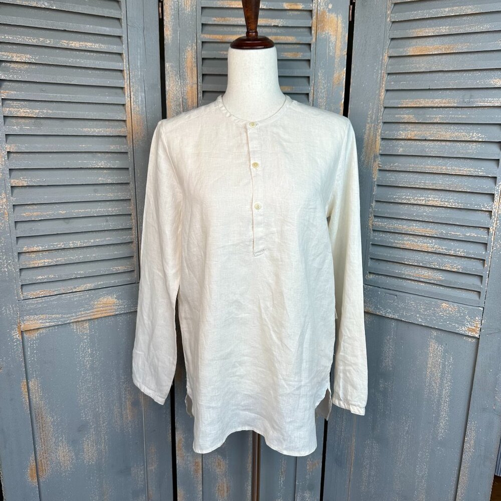Brochu Walker Rumpled Linen Tunic Top Natural Sz M NWT